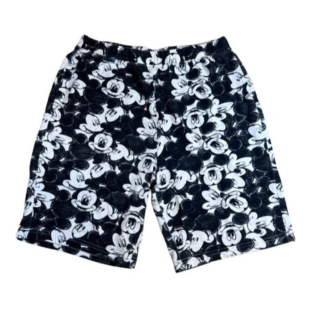 Womens Disney Mickey Mouse print bike shorts Black White Large